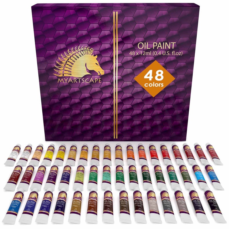 MyArtscape Artist Paint Oil Paint Set - 12ml x 48 Tubes Art Paints - Lightfast - Heavy Body Oil Painting Supplies for Adult Paint Set and oil painting for beginners - Image 1